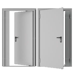 Дверь DoorHan/1350/2050/Техническая/двухств./глухая/глад./глад./RAL7035/лев./угл. рама, DTG/1350/2050/7035/L/N